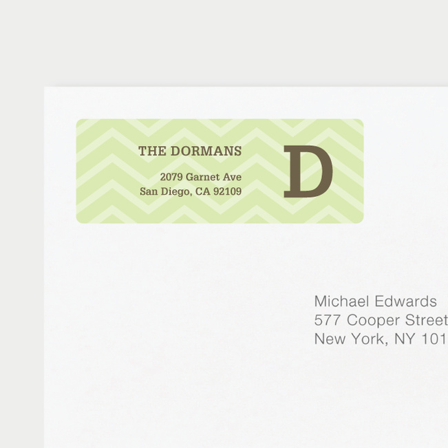 Chevron Pattern Return Address Labels - Green