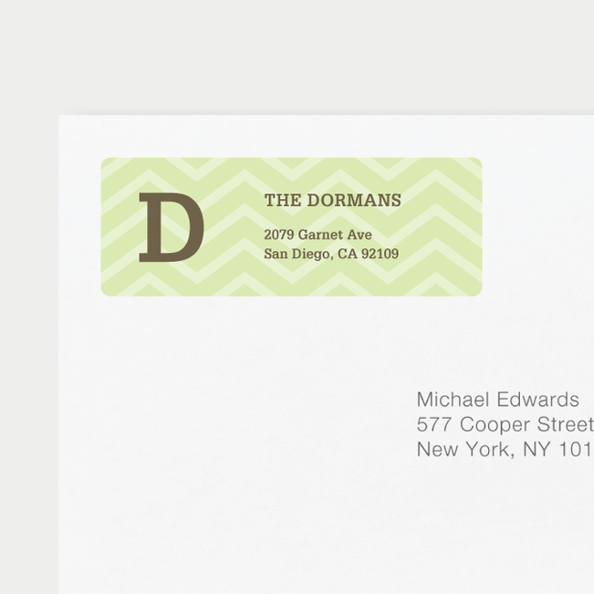 Chevron Pattern Return Address Labels - Green