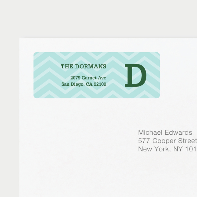Chevron Pattern Return Address Labels - Blue
