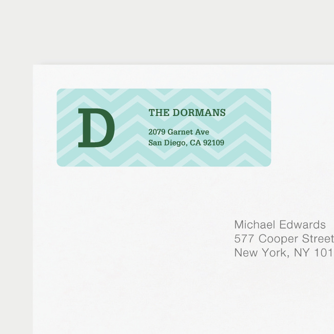 Chevron Pattern Return Address Labels - Blue