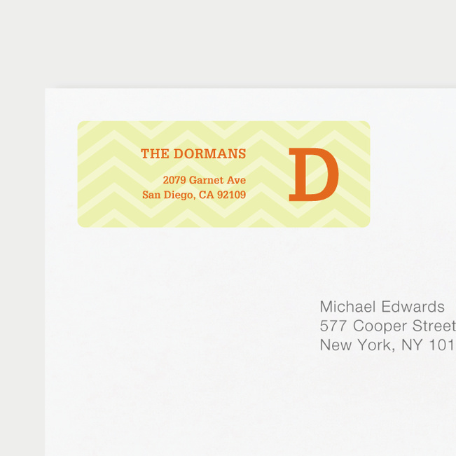 Chevron Pattern Return Address Labels - Yellow
