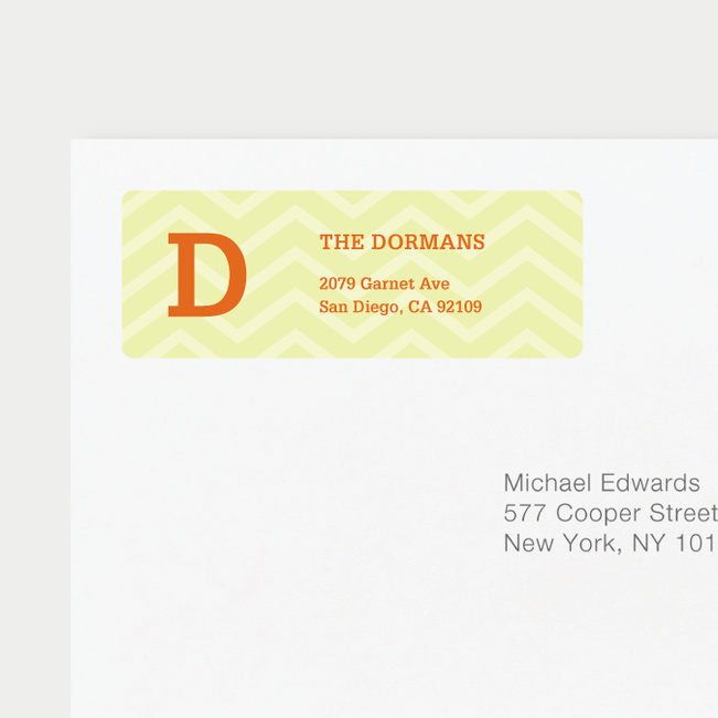 Chevron Pattern Return Address Labels - Yellow