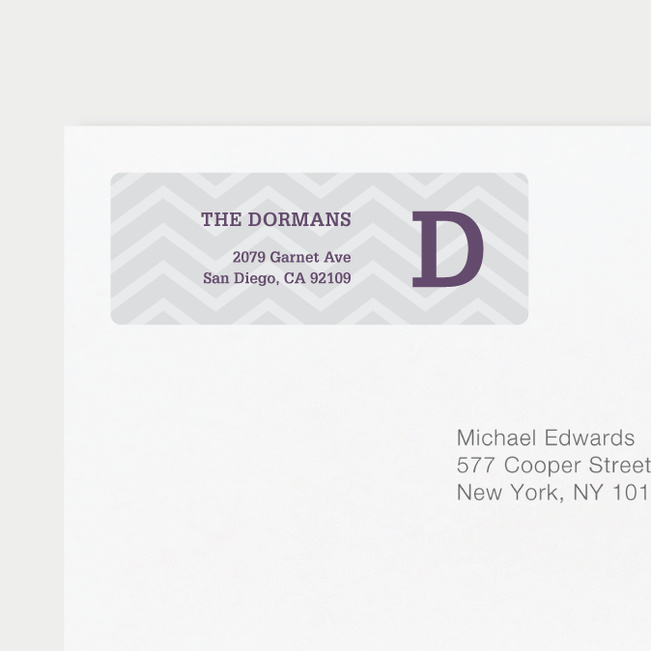 Chevron Pattern Return Address Labels - Gray