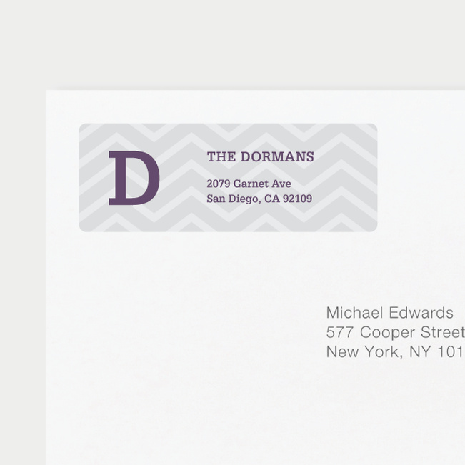 Chevron Pattern Return Address Labels - Gray