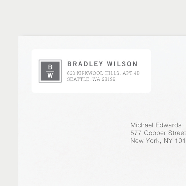 Classy Stacked Initial Return Address Labels - Gray