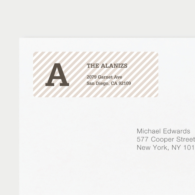 Diagonal Stripes Address Labels - Brown