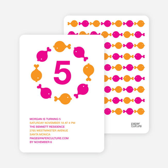 Fish Kaleidoscope Modern Birthday Invitation - Bright Orange
