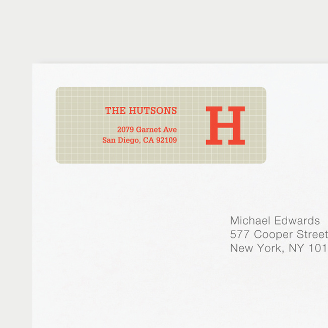 Grid Pattern Custom Return Address Labels - Orange