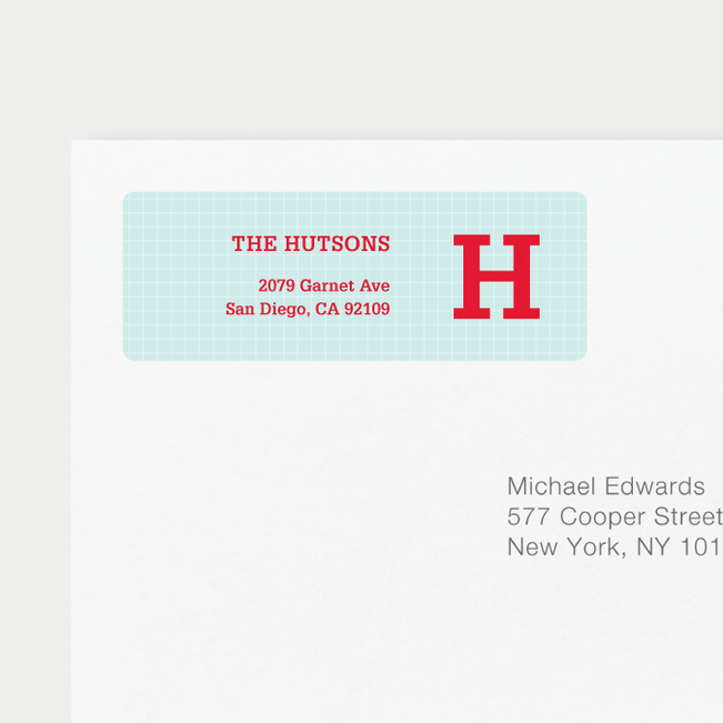 Grid Pattern Custom Return Address Labels - Red