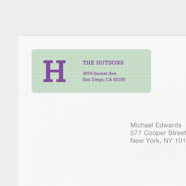 Grid Pattern Custom Return Address Labels - Purple