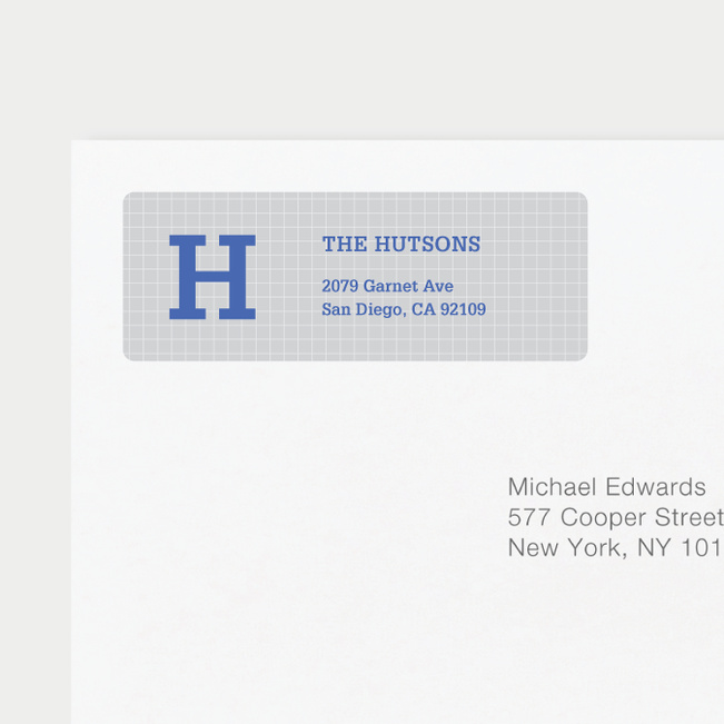 Grid Pattern Custom Return Address Labels - Blue
