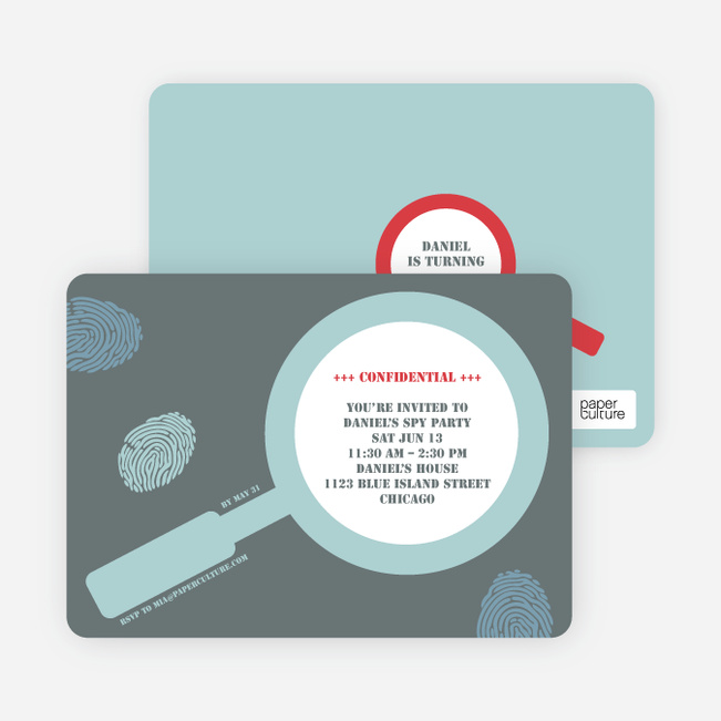 I Spy You Modern Birthday Invitation - Pale Blue