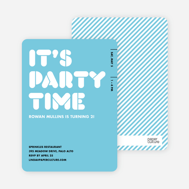 It’s Party Time Invitation - Baby Blue
