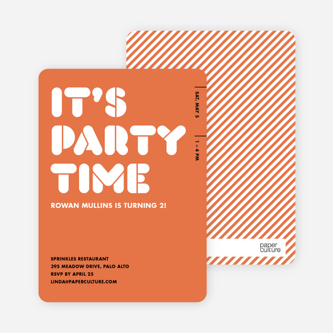 It’s Party Time Invitation - Dull Red