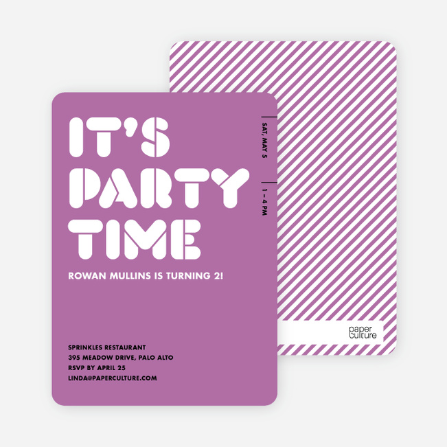 It’s Party Time Invitation - Lavender
