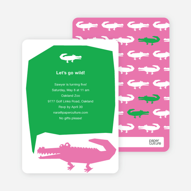 Later Alligator Modern Birthday Invitation - Pink