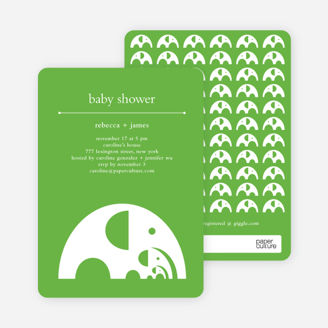 Modern Elephant Family Baby Announcement - Paper Culture Green