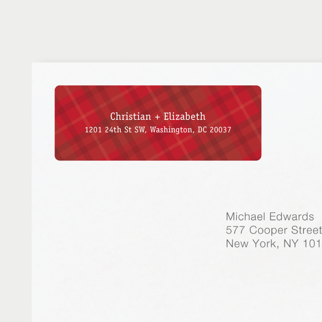 Plaid Address Labels - Red