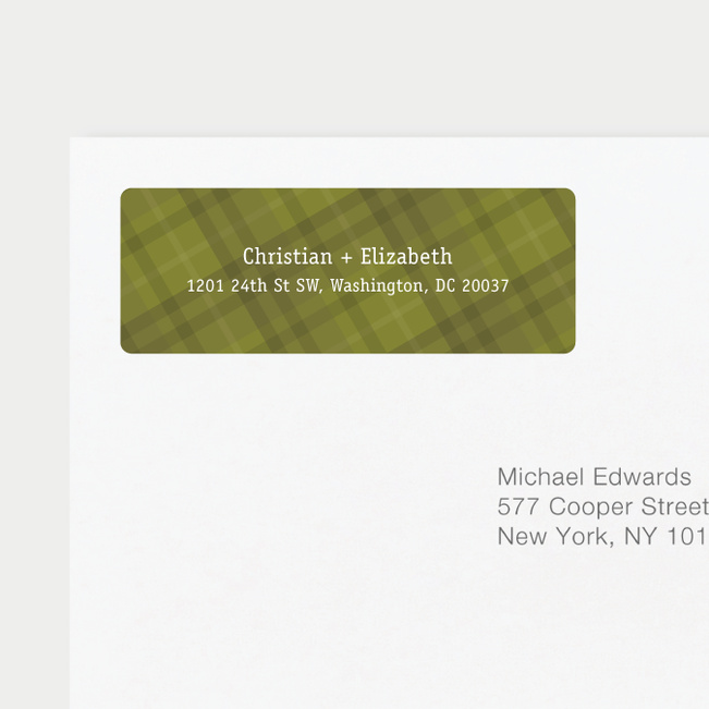 Plaid Address Labels - Green