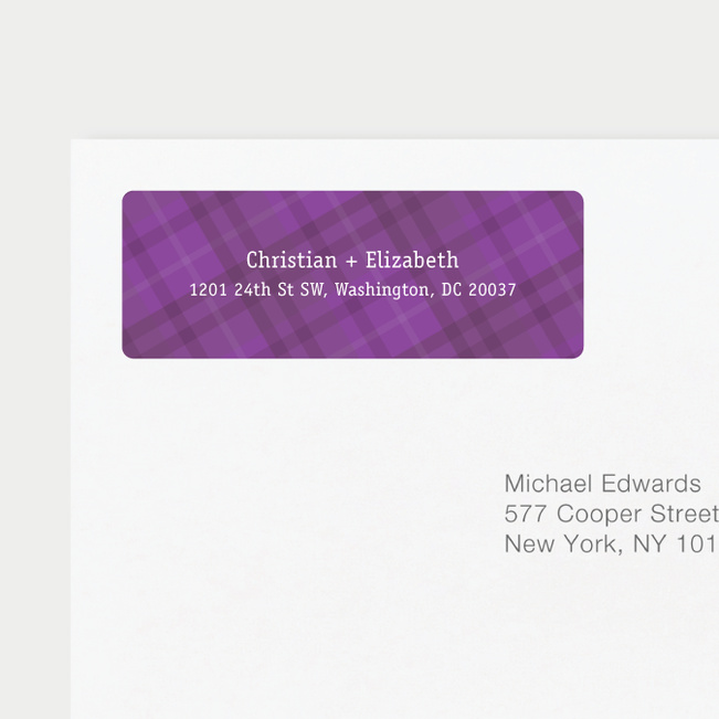 Plaid Address Labels - Purple