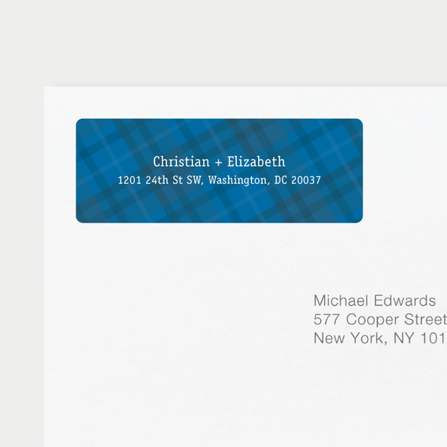 Plaid Address Labels - Blue