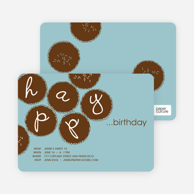 Premium Cupcakes Galore Birthday Invitations - Light Cyan