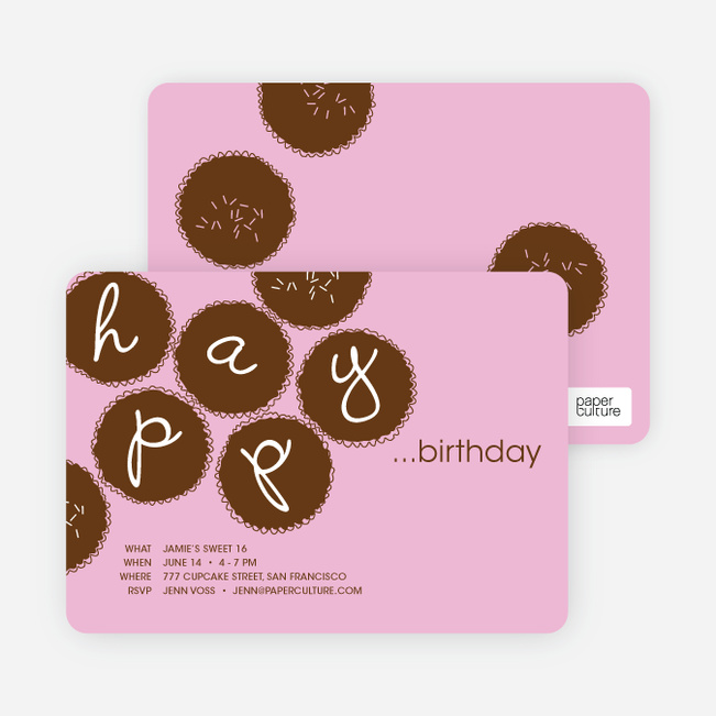 Premium Cupcakes Galore Birthday Invitations - Bubble Gum
