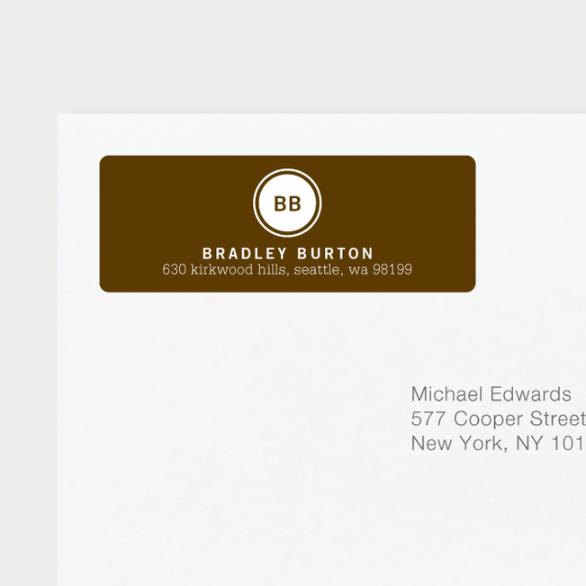 Professional Monogram Address Labels - Brown