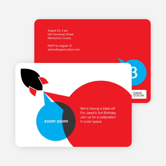 Rocket Launch Modern Birthday Invitation - Red