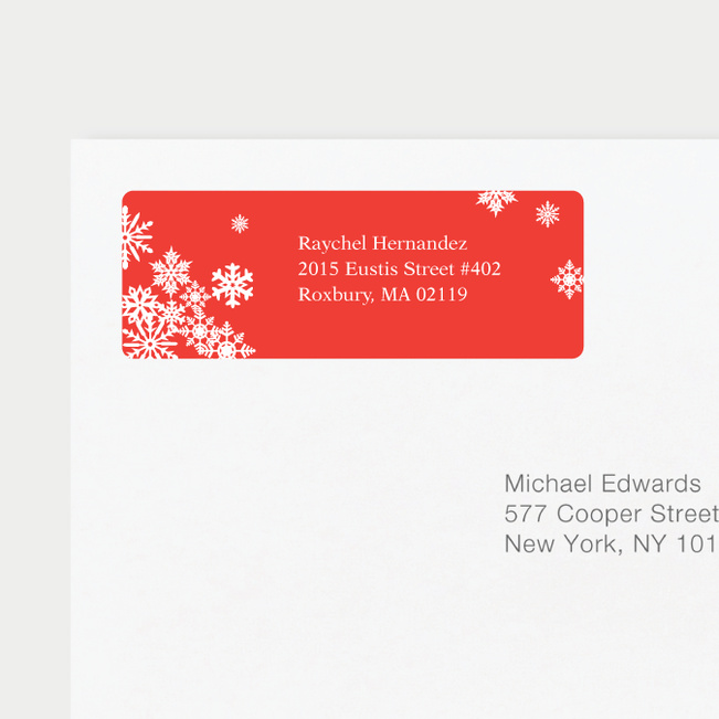 Snowflake Cheers Personalized Address Labels - Red