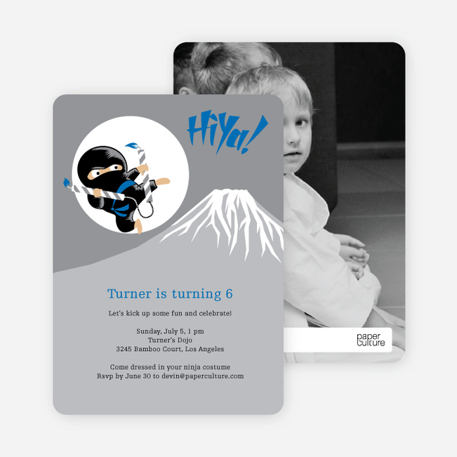 Stealth Ninja Children’s Birthday Invitations - Blue Rain