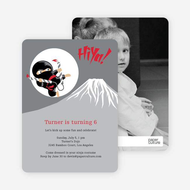 Stealth Ninja Children’s Birthday Invitations - Ruby Red