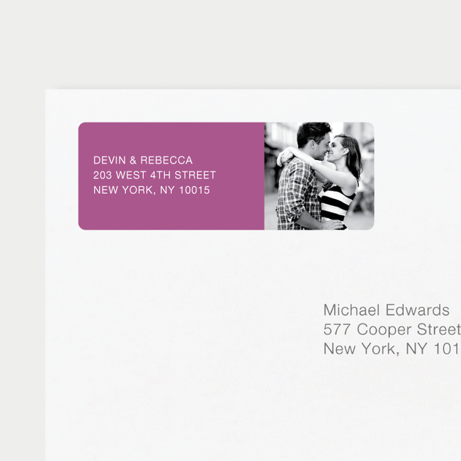 Modern Photo Return Address Labels - Purple