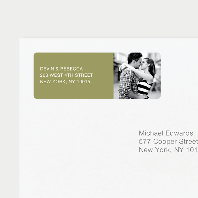 Modern Photo Return Address Labels - Green