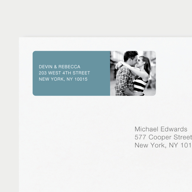 Modern Photo Return Address Labels - Blue