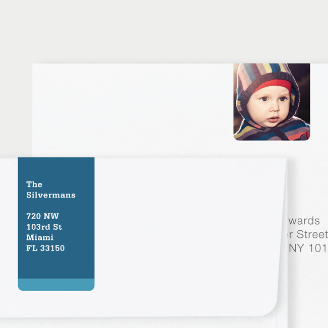 Vertical Photo Wrap Custom Address Labels - Blue