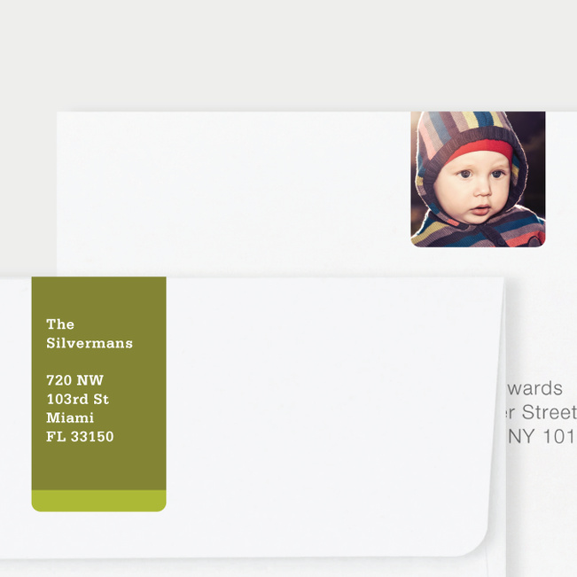 Vertical Photo Wrap Custom Address Labels - Green