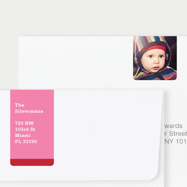 Vertical Photo Wrap Custom Address Labels - Red