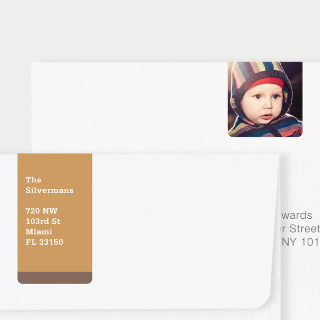 Vertical Photo Wrap Custom Address Labels - Brown