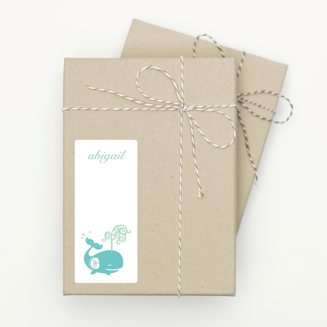 Whale Spout Gift Tag Stickers - Blue
