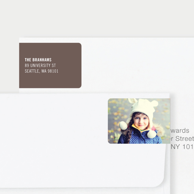 Photo Wrap Behind Return Address Labels - Brown