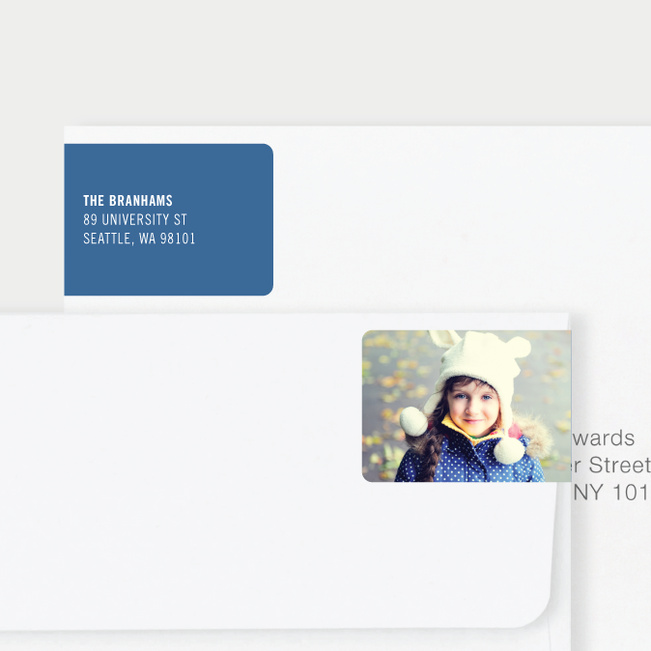 Photo Wrap Behind Return Address Labels - Blue