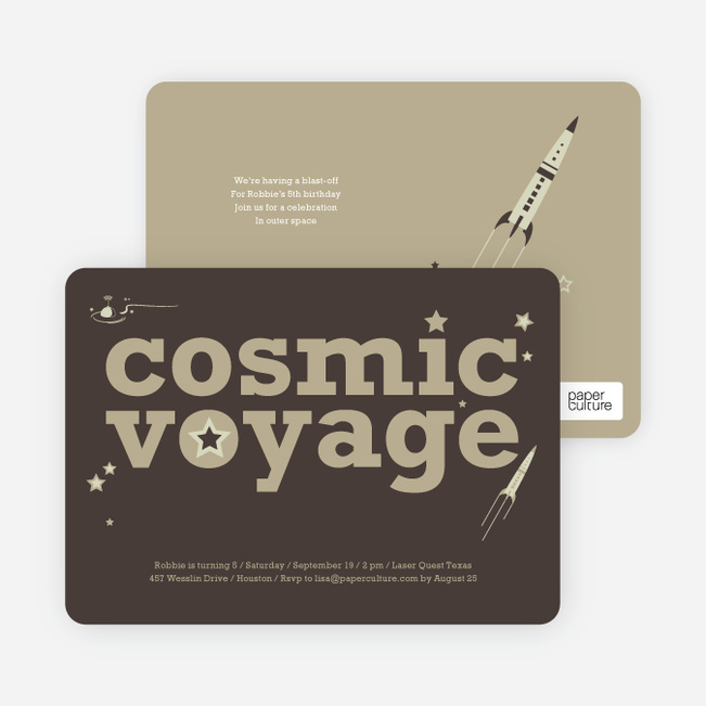 Cosmic Space Voyage Invitation - Charcoal Grey