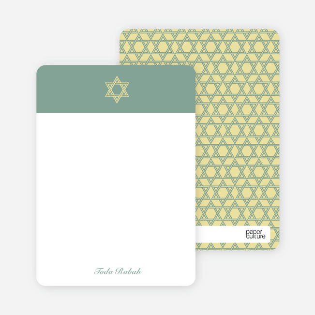 Note Cards: ‘Simple Star of David’ cards. - Celadon