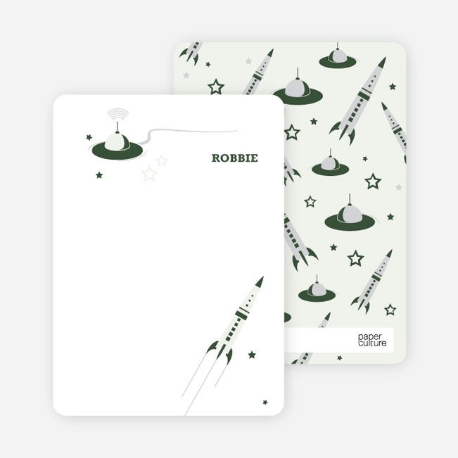 Personal Stationery for Cosmic Space Voyage Invitation - Forest Green
