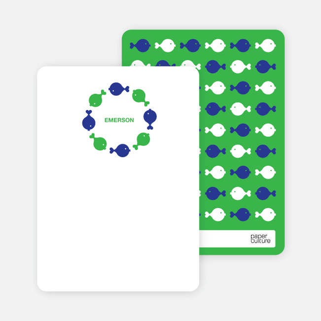 Personal Stationery for Fish Kaleidoscope Modern Birthday Invitation - Blueberry