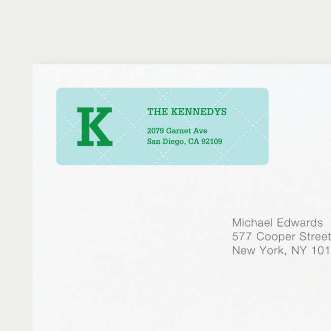 Plaid Return Address Labels - Blue