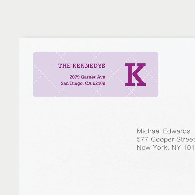 Plaid Return Address Labels - Purple