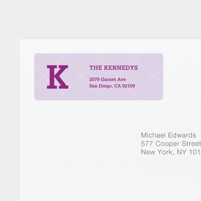 Plaid Return Address Labels - Purple