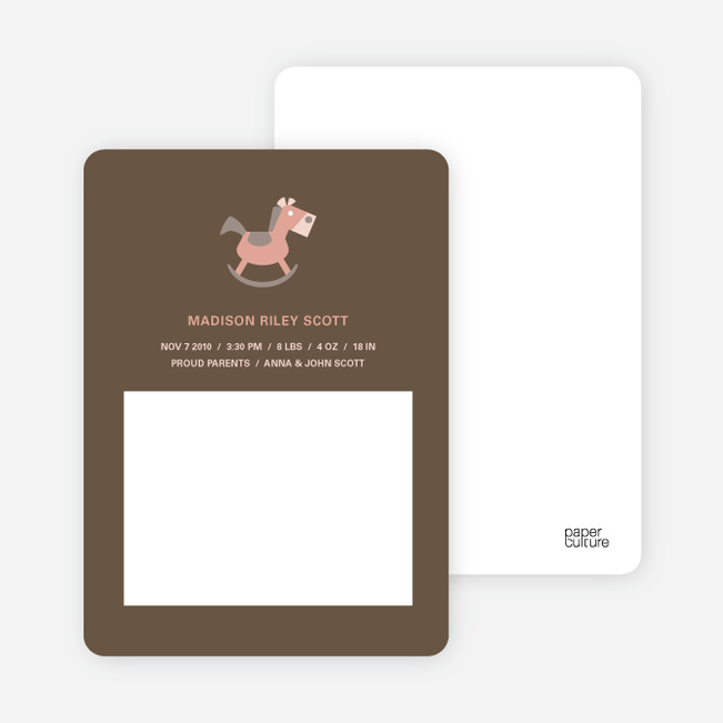 Rocking Horse Baby Announcement - Burly Wood